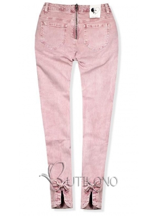 Ružové jeans nohavice so zipsom vzadu