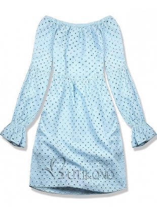 Baby blue šaty z dierovaného materiálu
