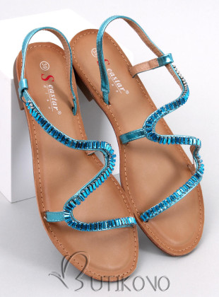 Modré sandále s kryštálikmi