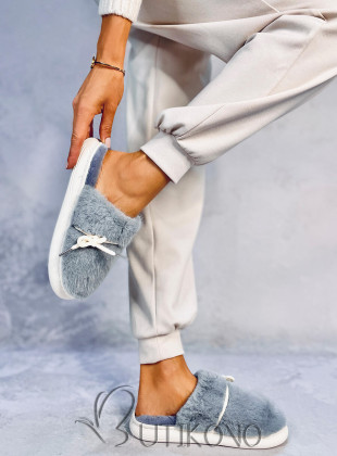 Sivé kožušinové papuče