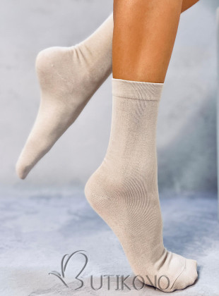 Hladké vysoké dámske ponožky nude