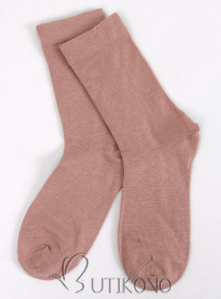 Hladké vysoké dámske ponožky mocca