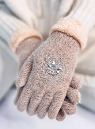 Béžové dámske rukavice SNOWFLAKE