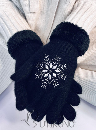 Čierne dámske rukavice SNOWFLAKE