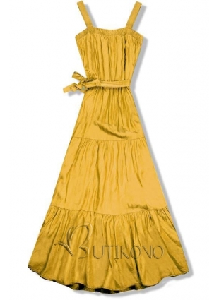 Horčicovo žlté  letné maxi šaty na ramienka