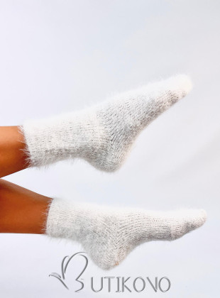Dámske hrejivé ponožky béžová/biela/ružová