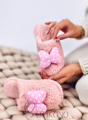 Ružové detské papuče s mašľou