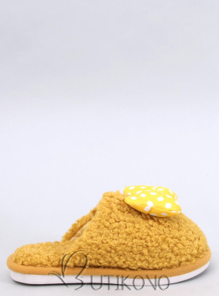 Žlté detské papuče s mašľou