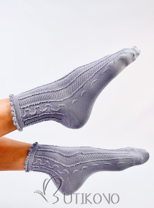 Levanduľové dámske ponožky s volánom
