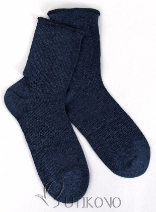 Tmavomodré hladké dámske ponožky