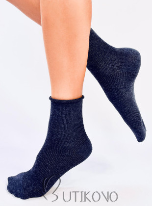 Tmavomodré hladké dámske ponožky