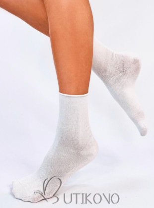 Biele hladké dámske ponožky