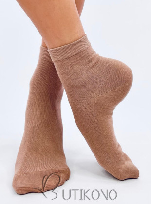 Camel hnedé hladké ponožky bez vzoru