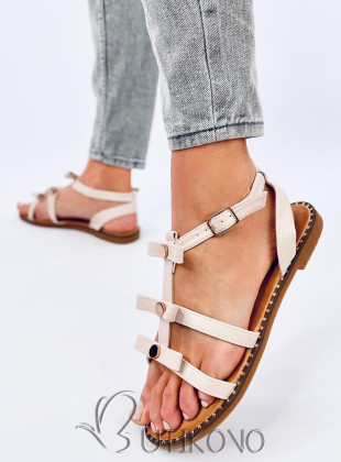 Letné béžové sandále s mašličkami