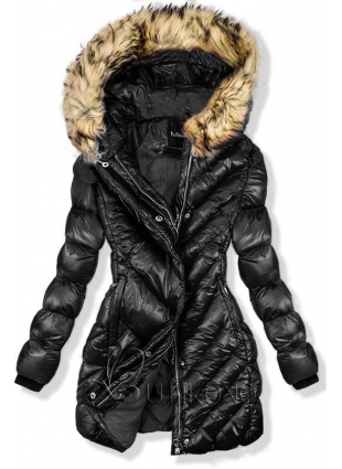 Čierna zimná lesklá bunda