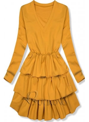 Žlté šaty s volánovou sukňou