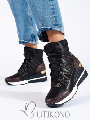Členkové topánky na platforme hnedá/čierna