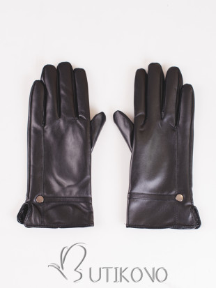 Čierne dámske koženkové rukavice