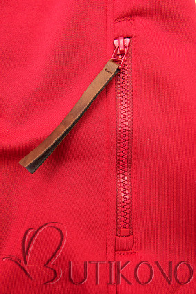 Červená mikina s kapucňou v predĺženom strihu