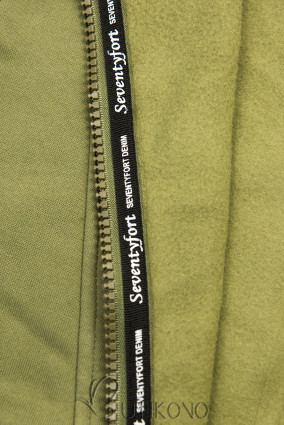 Khaki mikina so vzorovanou kapucňou