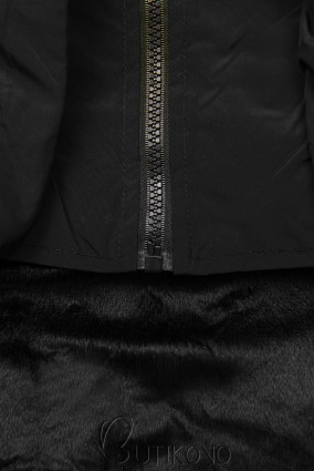 Čierna zimná vesta s kapucňou