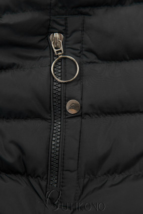 Čierna prešívaná bunda s plyšovou podšívkou