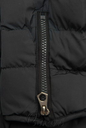 Čierna prešívaná bunda s plyšovou podšívkou
