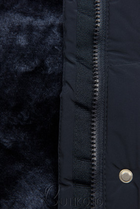Tmavomodrá zimná bunda s plyšovou podšívkou