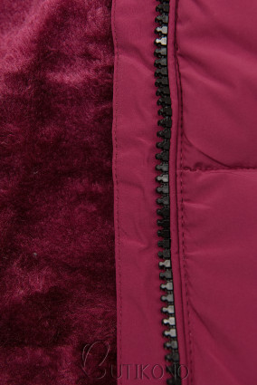 Vínovočervená zimná prešívaná bunda s kapucňou