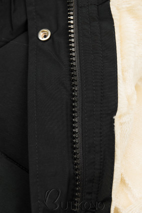 Čierna-béžová zimná bunda