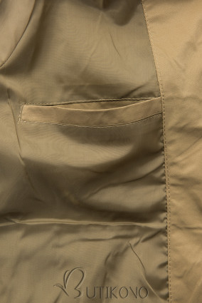 Prechodný plášť s opaskom piesková hnedá