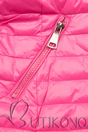 Ružová prešívaná lesklá bunda