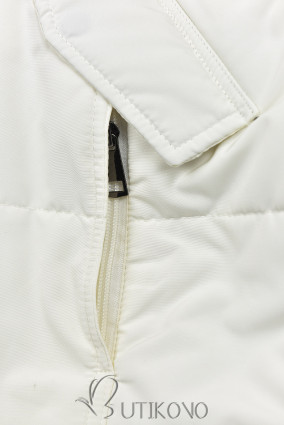 Krémovobiela zimná bunda so sivým plyšom