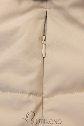 Svetlobéžová prešívaná zimná bunda s opaskom