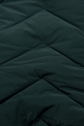 Tmavozelená prešívaná zimná bunda s odnímateľnou kapucňou