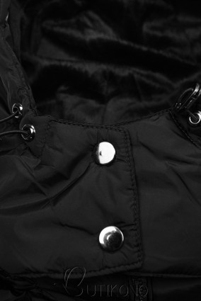 Čierna zimná bunda v prešívanom dizajne