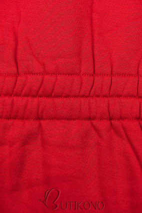 Červená mikina s tvarovaným pásom
