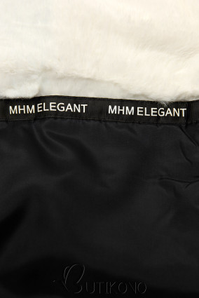 Čierna predĺžená zimná bunda s béžovou kožušinou