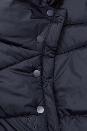 Tmavomodrá prešívaná zimná bunda s vysokým golierom