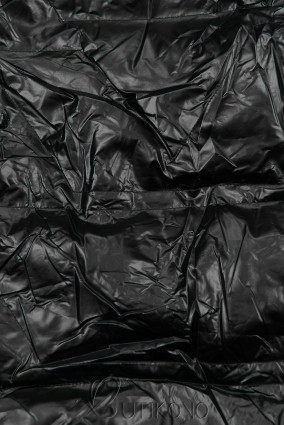 Čierna/hnedá lesklá obojstranná bunda