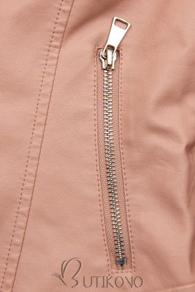Ružová basic koženková bunda