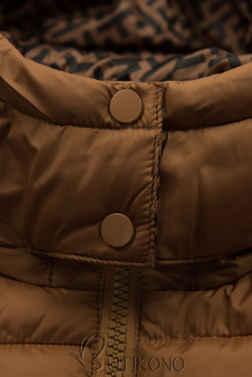 Karamelovohnedá zimná bunda so vzorovanou podšívkou