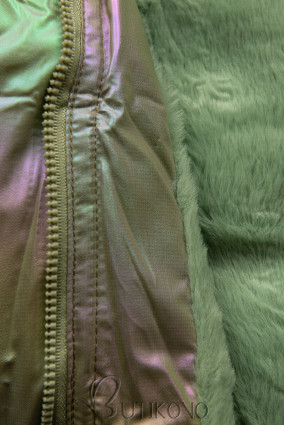 Perleťovo-zelená zimná bunda