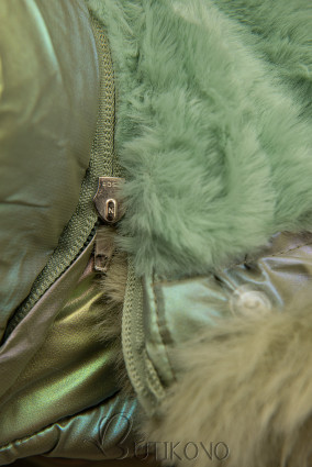Perleťovo-zelená zimná bunda
