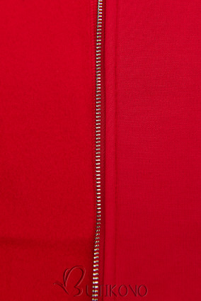 Červená mikina na zips s kapucňou