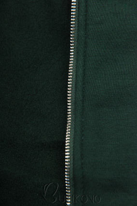 Smaragdovozelená mikina na zips s kapucňou