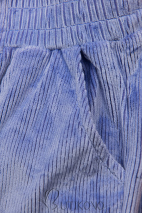 Modrofialové nohavice so šnurovaním v páse