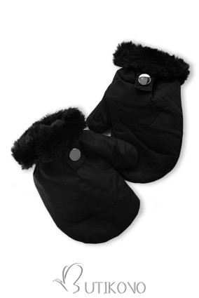 Čierna zimná bunda s rukavicami