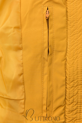 Žltá zimná bunda v predĺženom strihu