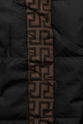 Čierna/hnedá obojstranná bunda s výplňou